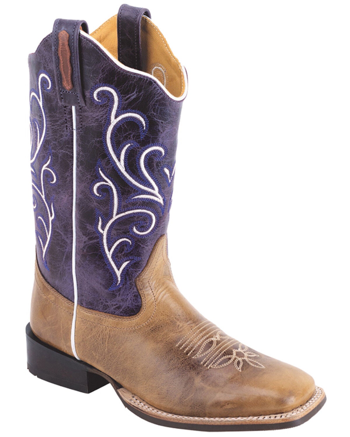 Image #1 - Old West Women's Western Boots - Broad Square Toe, Multi, hi-res