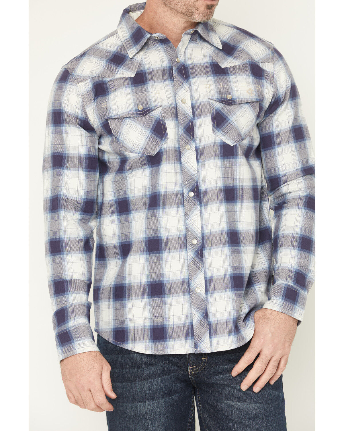 Image #3 - Cody James Men's FR Tex Plaid Print Long Sleeve Snap Work Shirt, Tan, hi-res