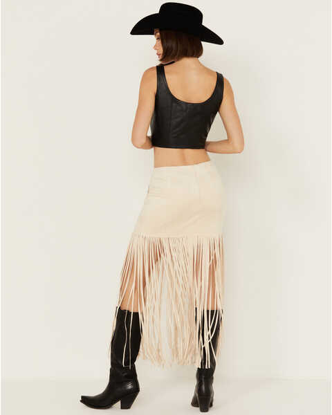 Image #3 - Vocal Women's Fringe Studded Skirt, Natural, hi-res