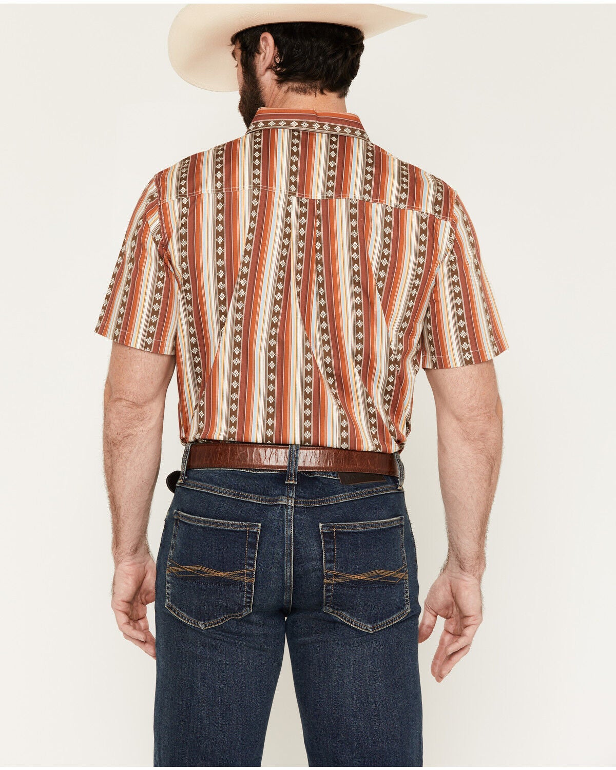 Image #4 - RANK 45&reg; Men's Sidelined Southwestern Stripe Print Short Sleeve Button-Down Stretch Western Shirt, Multi, hi-res