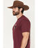 Image #3 - Moonshine Spirit&reg; Men's Backwoods Skeleton Short Sleeve Graphic T-Shirt, Burgundy, hi-res