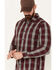 Image #2 - Brothers and Sons Men's Blaine Plaid Print Long Sleeve Button Down Shirt, Burgundy, hi-res