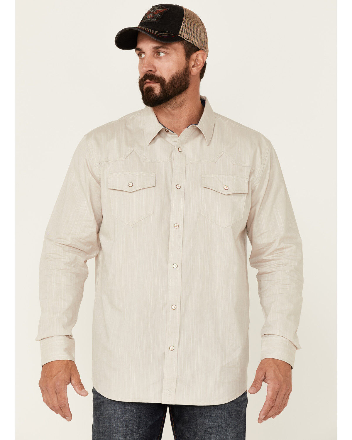 Image #1 - Moonshine Spirit Men's Solid Tan Ironwood Long Sleeve Snap Western Shirt, Tan, hi-res