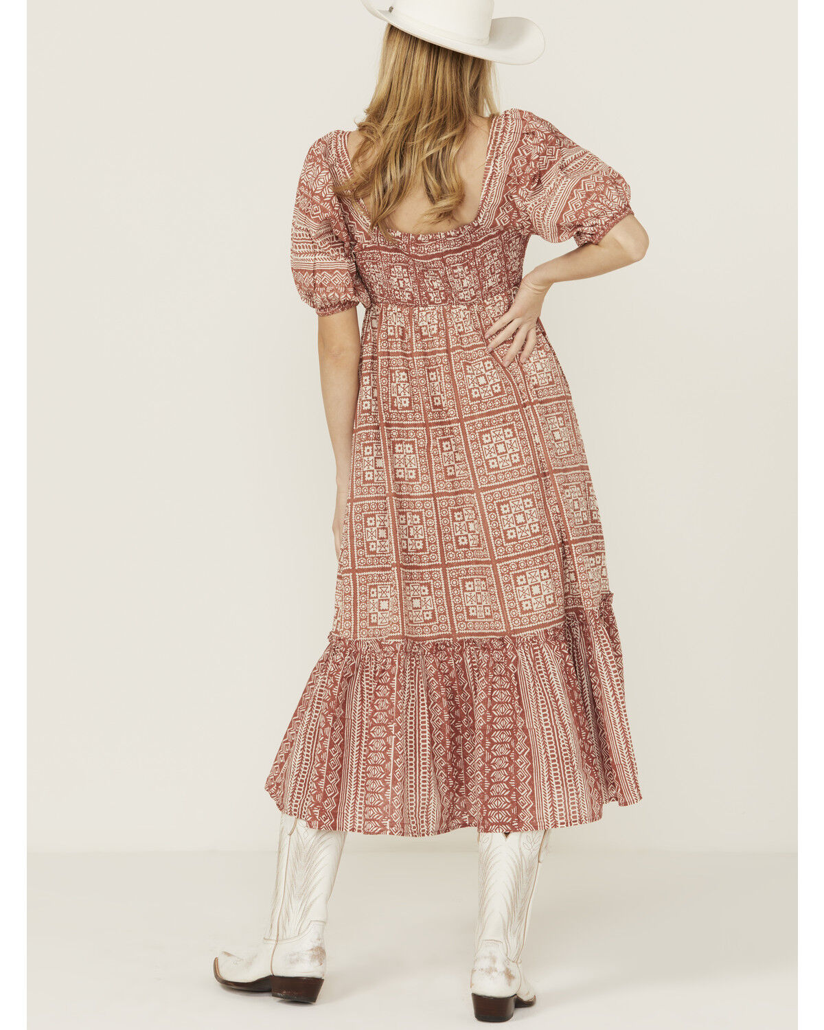 Image #4 - Cleobella Women's Joely Southwestern Print Short Sleeve Midi Dress, Rust Copper, hi-res