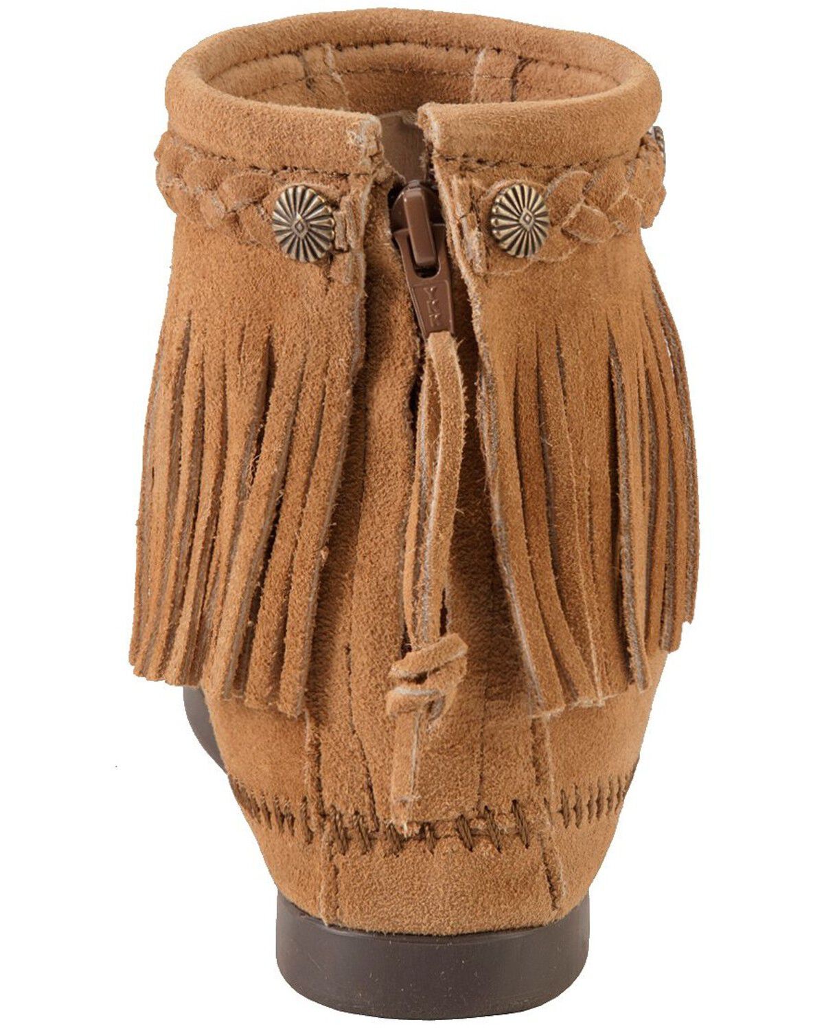 Minnetonka Back Zipper Ankle Moccasins 