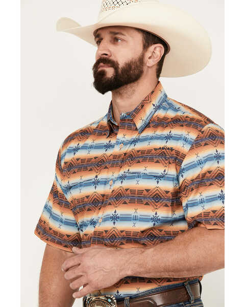 Image #2 - Ariat Men's VentTEK Outbound Print Classic Fit Short Sleeve Shirt, Tan, hi-res