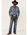 Rock & Roll Denim Men's Vertical Southwestern Stripe Long Sleeve Snap Western Shirt , Blue, hi-res