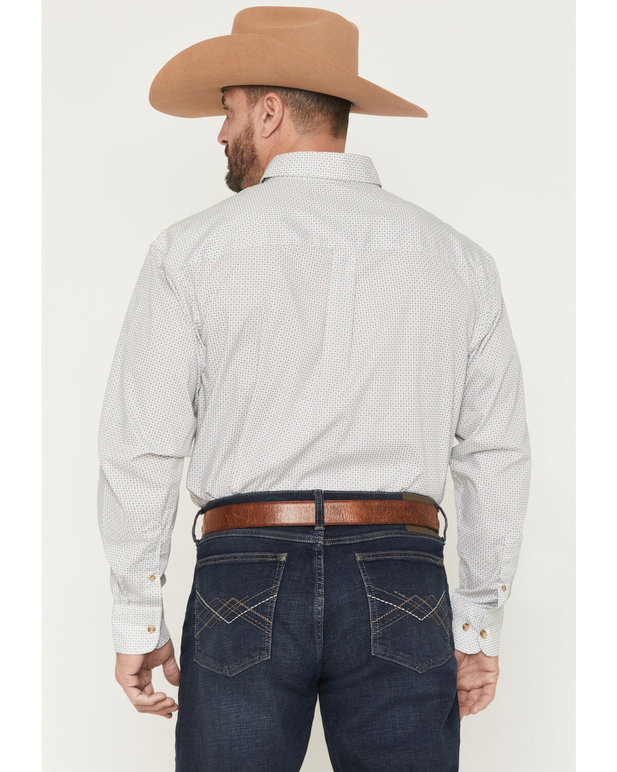 Image #4 - Wrangler Men's Classics Geo Print Long Sleeve Button-Down Western Shirt, Tan, hi-res