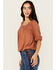 Image #2 - Wild Moss Women's Crochet Trim Top, Rust Copper, hi-res