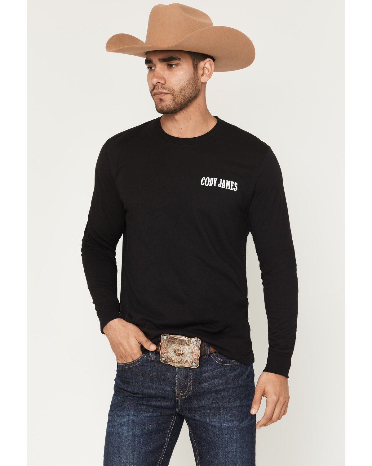 Image #2 - Cody James Men's Steerhead Long Sleeve Graphic T-Shirt, Black, hi-res