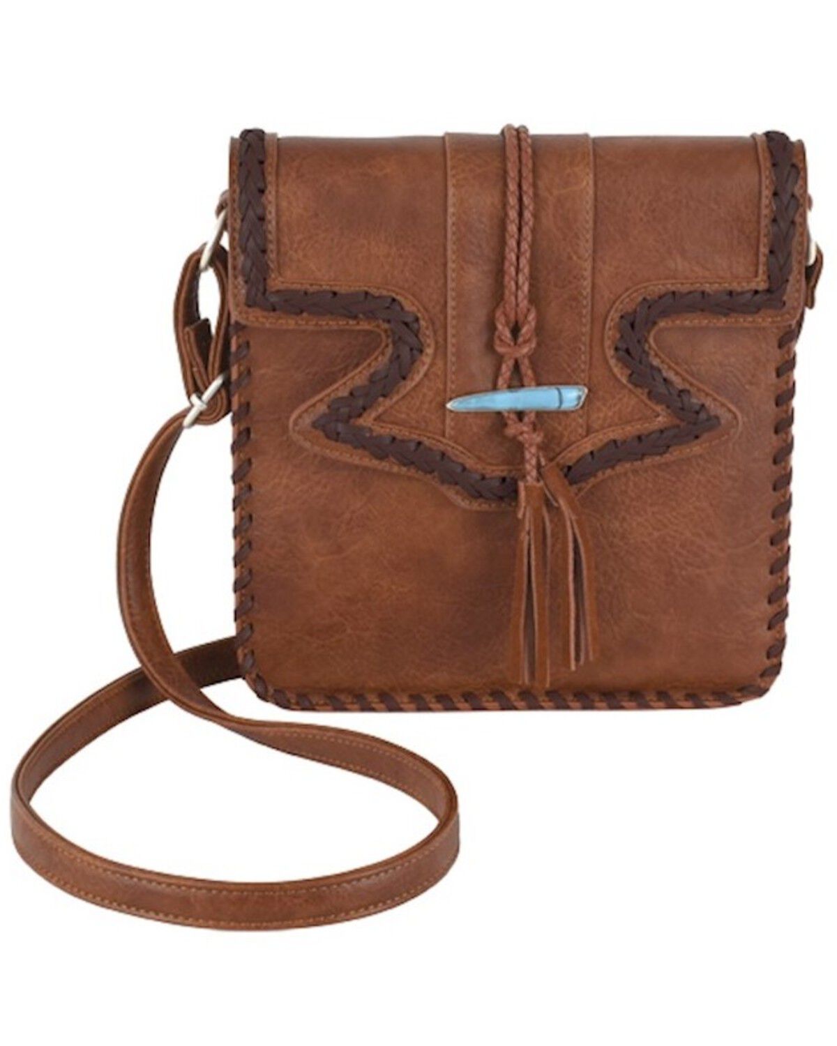 Justin Women's Braided Yoke And Tassel Crossbody Bag, Brown, hi-res