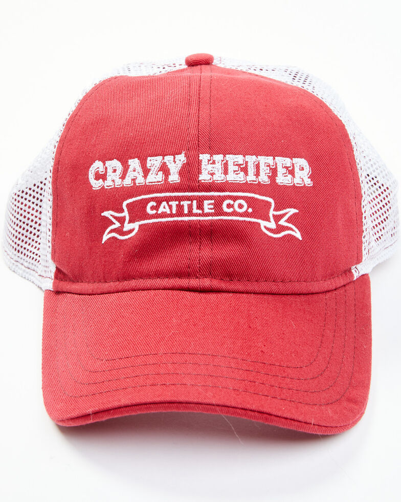 Idyllwind Women's Crazy Heifer Red Mesh-Back Ball Cap , Red, hi-res