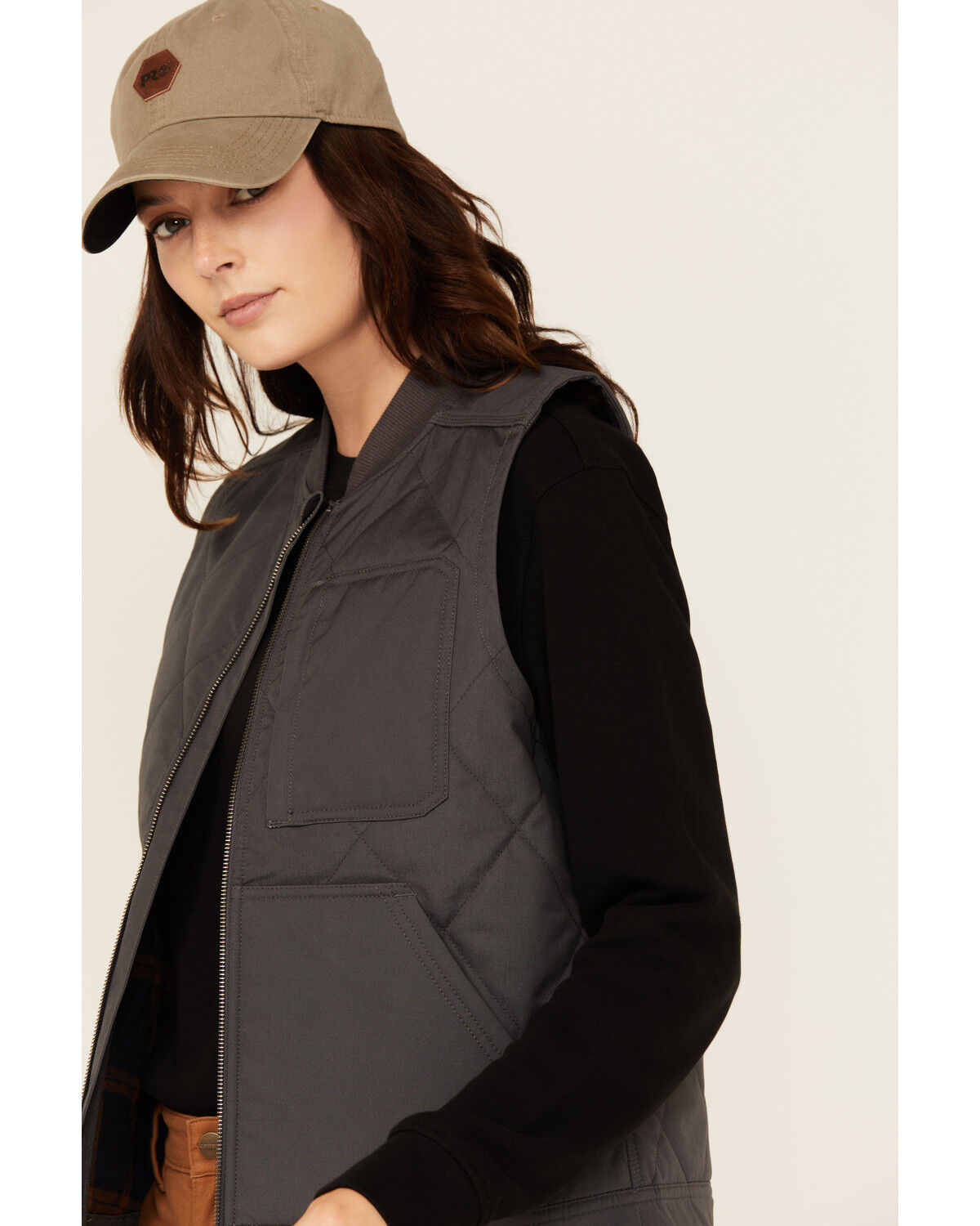 Image #2 - Lucky Brand Workwear Women's Tactical Insulated Canvas Quilted Vest, Grey, hi-res
