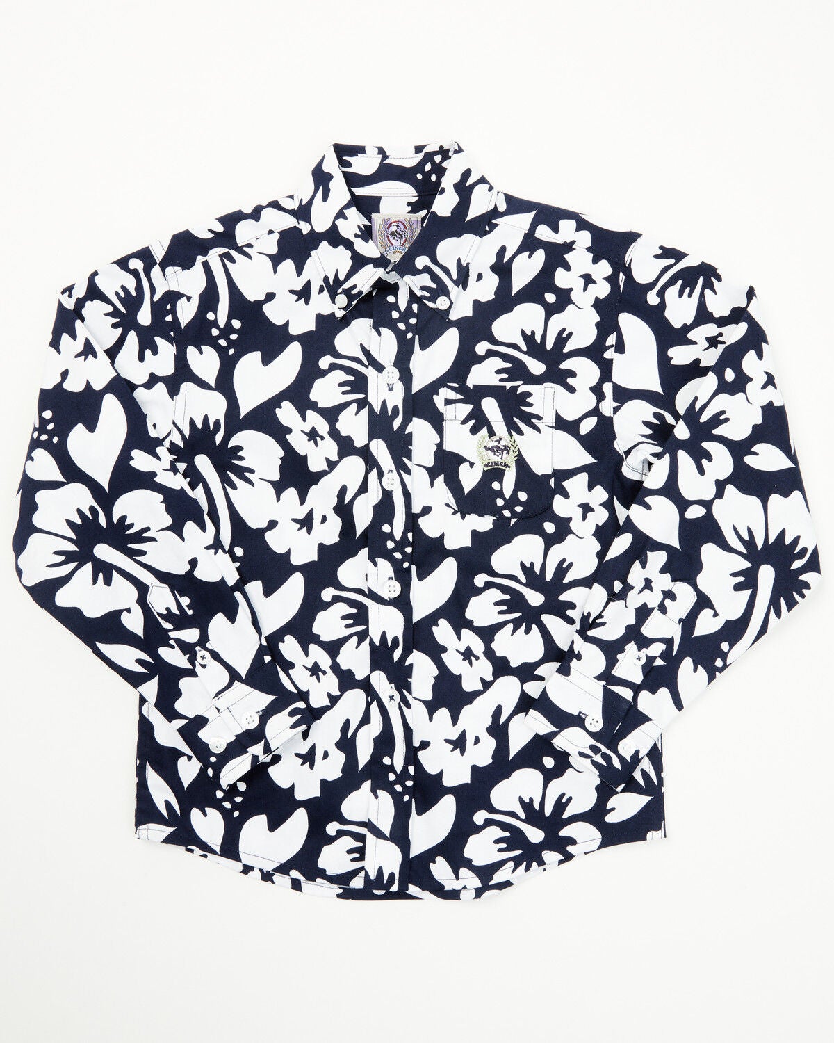 Cinch Toddler Boys' Floral Print Long Sleeve Button-Down Western Shirt, Navy, hi-res