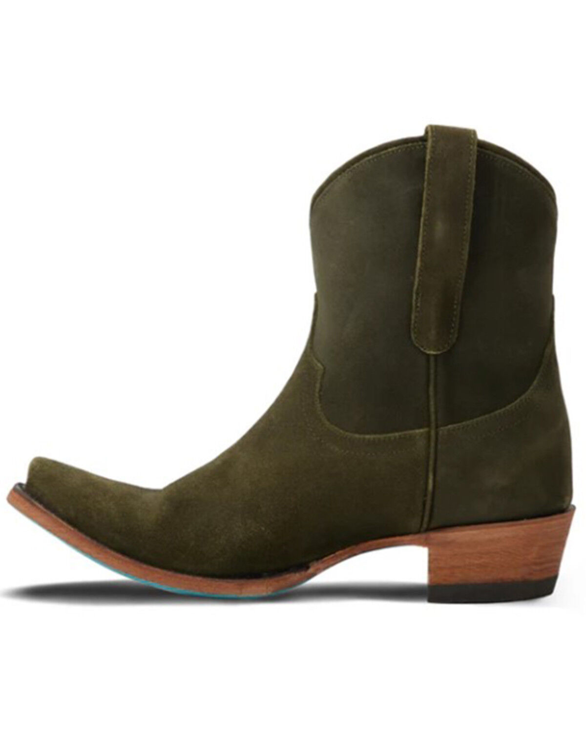 Image #3 - Lane Women's Emma Jane Suede Western Booties - Snip Toe, Olive, hi-res