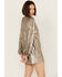 Image #3 - Rock & Roll Denim Women's Sequin Puff Long Sleeve Mini Dress, Gold, hi-res