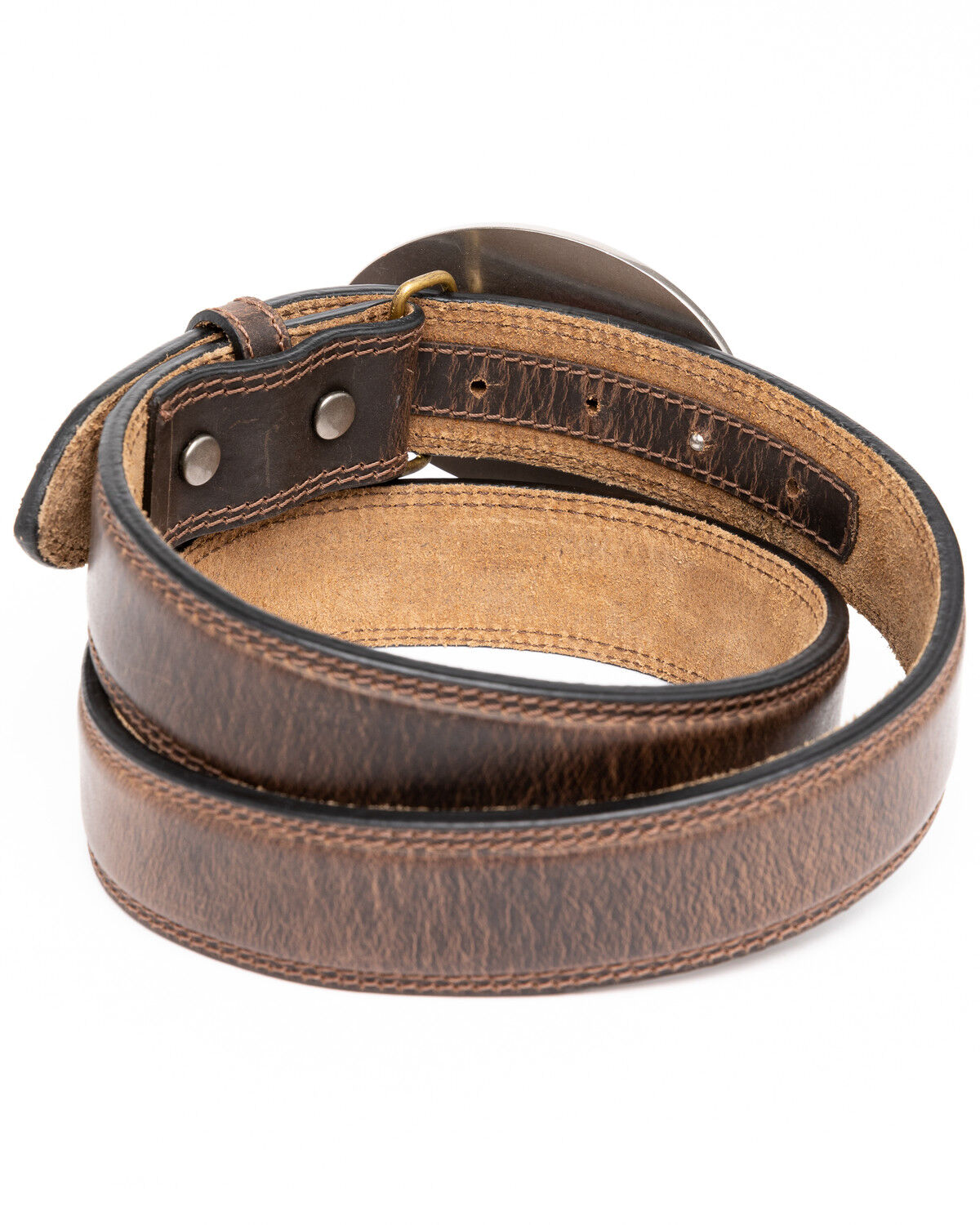 Image #2 - Cody James Men's Brown American Flag Oval Western Buckle Belt , , hi-res
