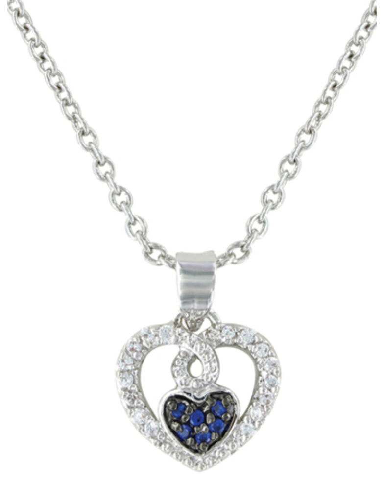 Montana Silversmiths Curlicued Cerulean Heart Necklace, Silver, hi-res