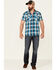 Pendleton Men's Turquoise Frontier Small Plaid Short Sleeve Snap Western Shirt , Turquoise, hi-res