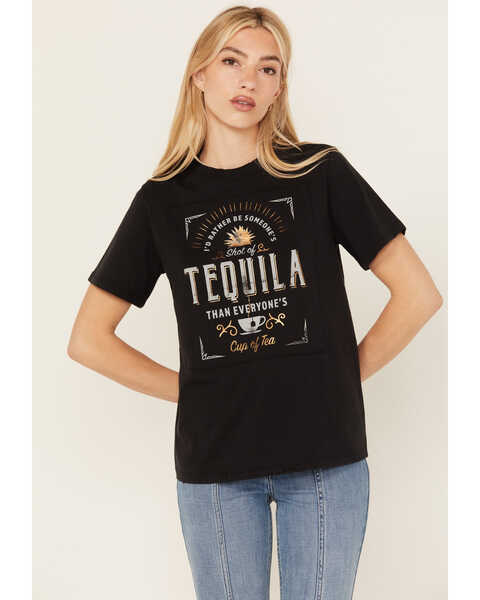Idyllwind Women's Shot Of Tequila Short Sleeve Graphic Tee, Black, hi-res