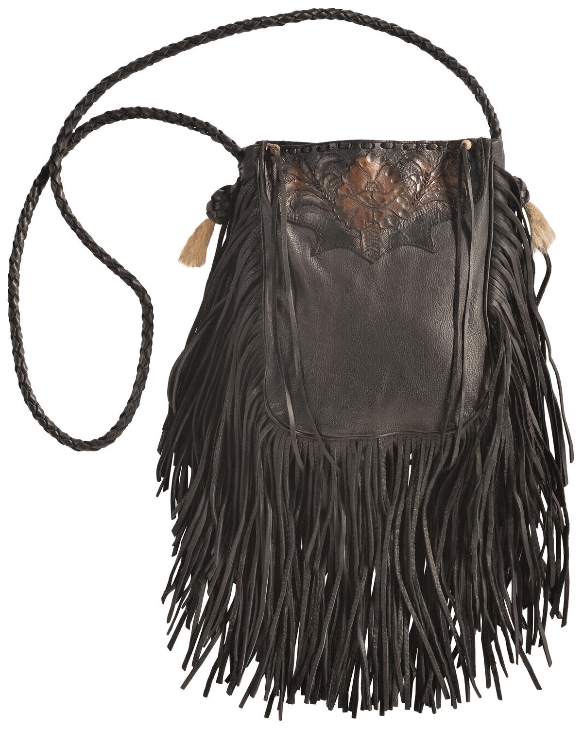 Image #1 - Kobler Leather Black Hand-Tooled Pouch Bag, Black, hi-res
