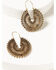 Image #1 - Shyanne Women's Summer Moon Antique Stamped Hoop Earrings , Gold, hi-res