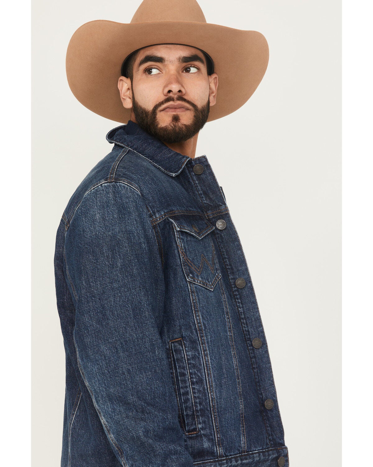Image #2 - Wrangler Retro Men's Dark Wash Denim Sherpa Lined Jacket, Dark Wash, hi-res
