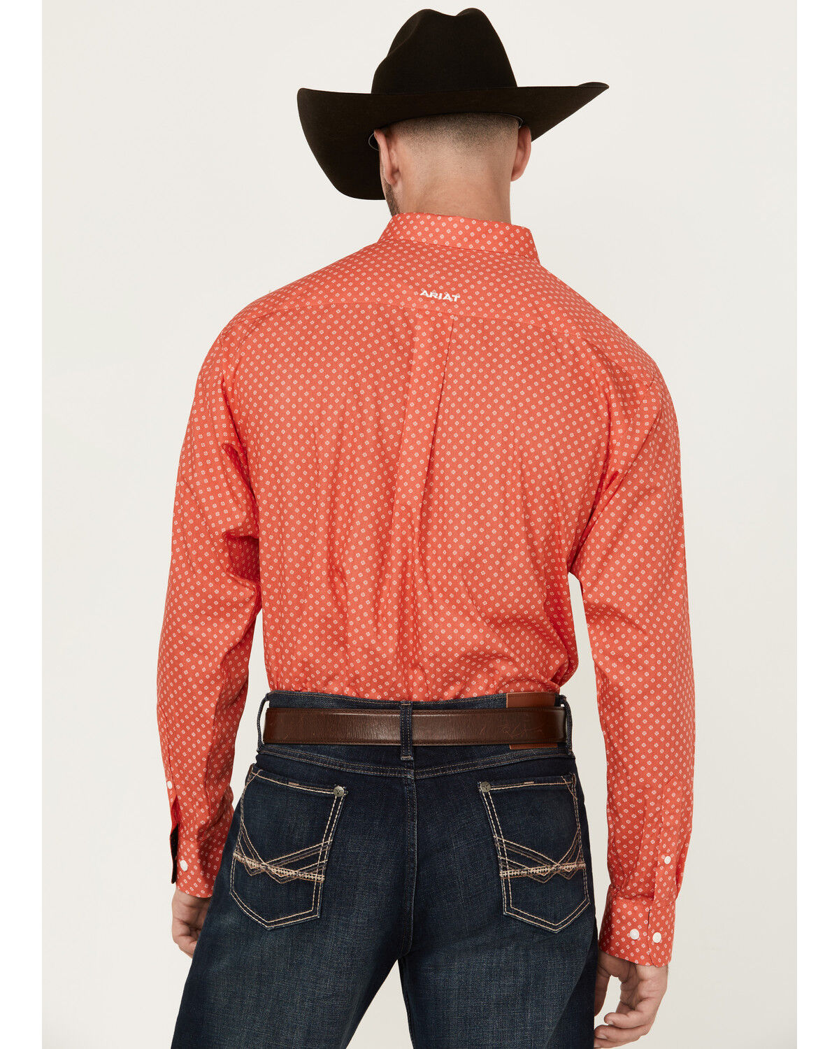 Image #4 - Ariat Men's Wilkie Geo Print Long Sleeve Button-Down Western Shirt, Red, hi-res