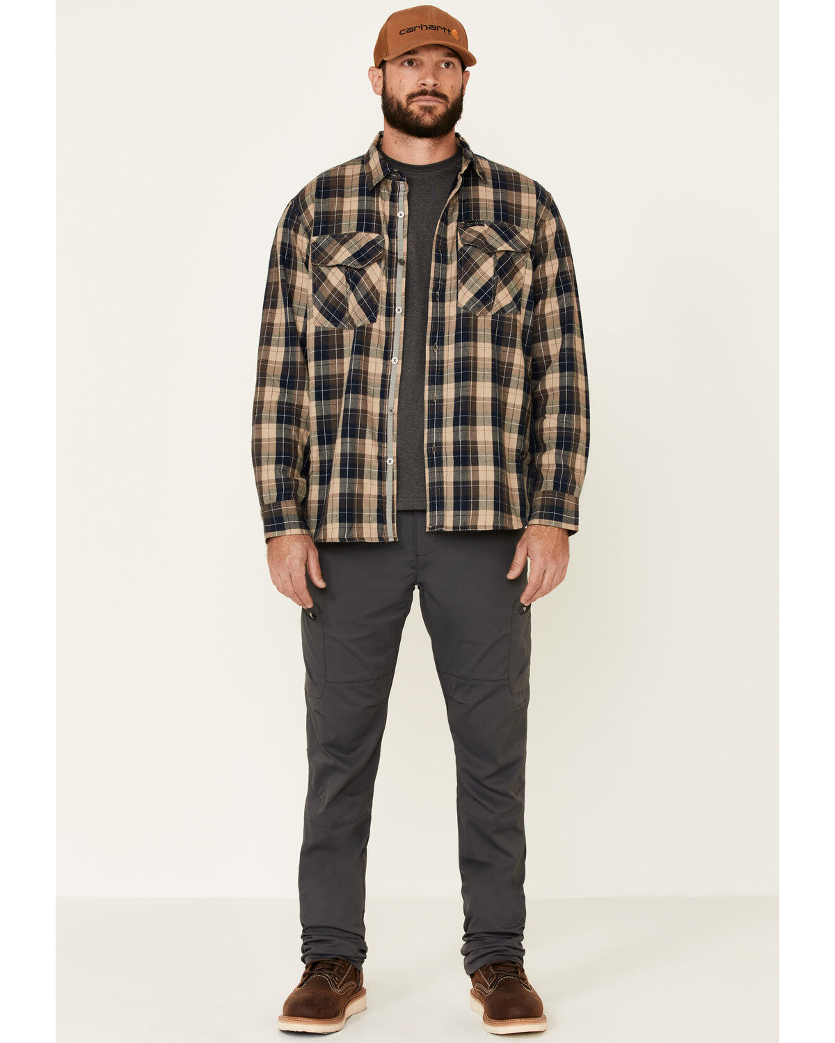 Image #2 - ATG™ by Wrangler All Terrain Men's Dark Sapphire Plaid Thermal Lined Long Sleeve Western Flannel Shirt , , hi-res