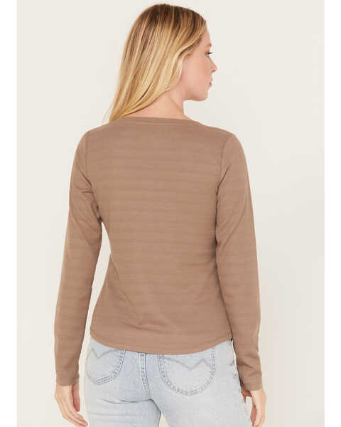 Image #4 - Cleo + Wolf Women's Long Sleeve Henley Top, Taupe, hi-res