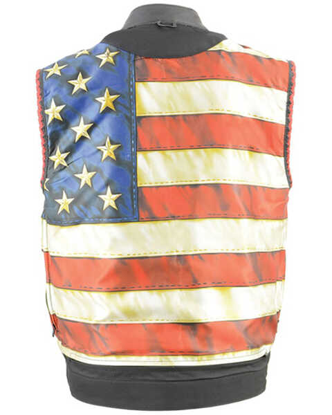Image #5 - Milwaukee Leather Men's Old Glory Laced Arm Hole Concealed Carry Leather Vest, Black, hi-res