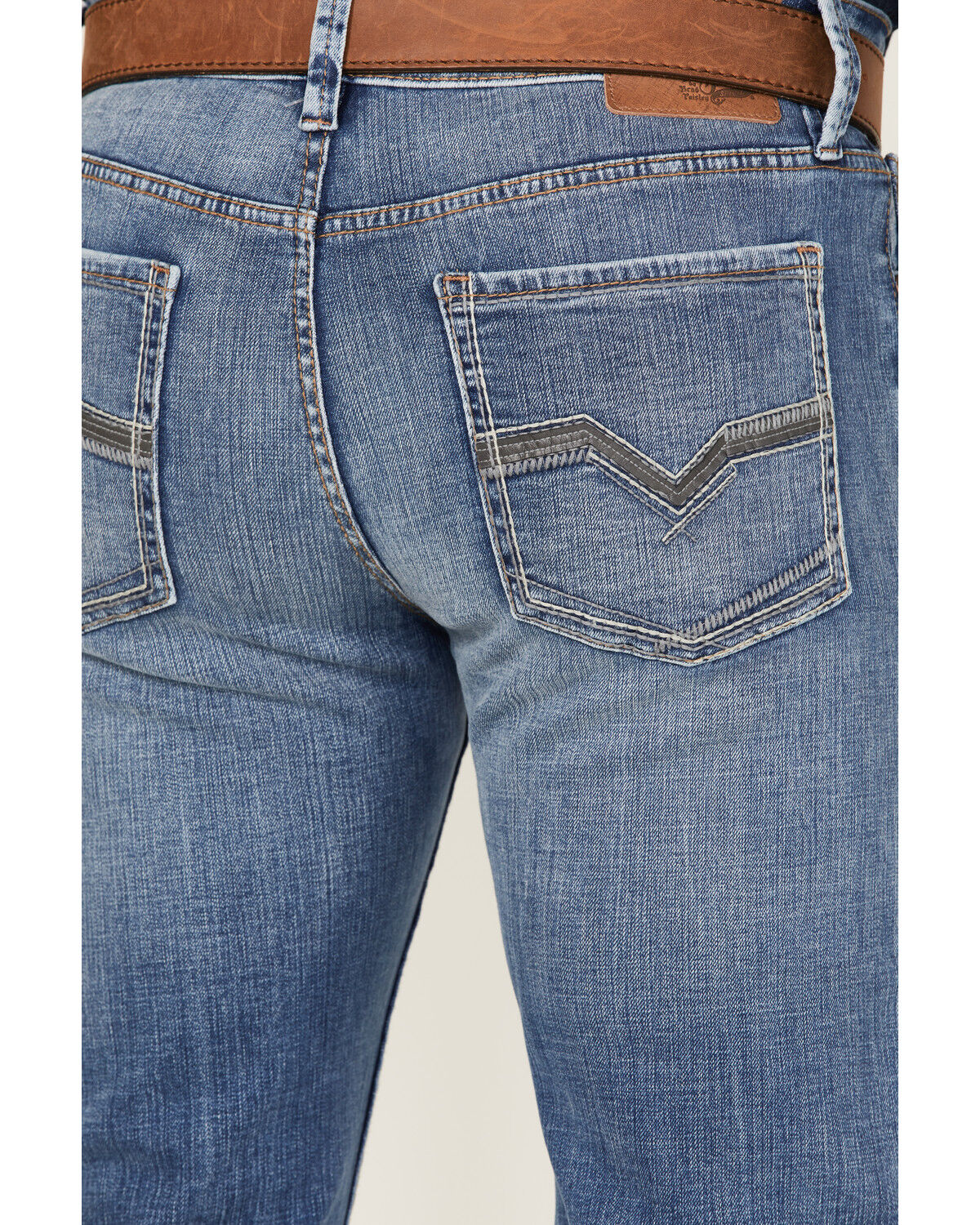 Image #4 - Moonshine Spirit Men's Good Times Wash Stretch Slim Bootcut Jeans, Medium Wash, hi-res