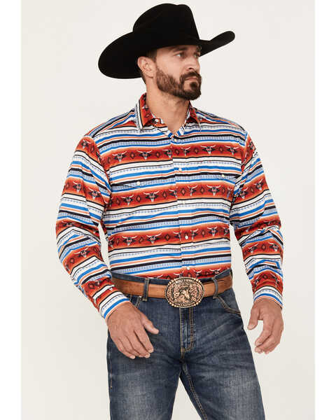 Image #1 - Ariat Men's Pratt Southwestern Striped Print Long Sleeve Snap Western Shirt, Multi, hi-res
