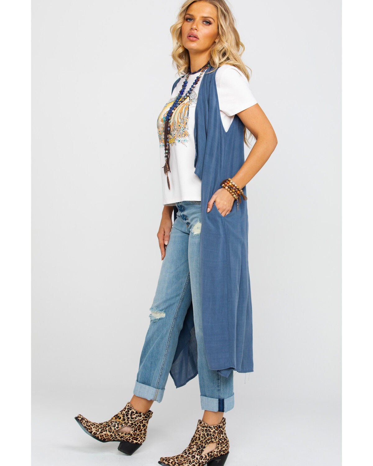 denim duster vest