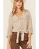 Wild Moss Women's Gray Gingham Large Collar Button Down Shirt, Grey, hi-res
