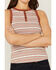 RANK 45 Women's Southwestern Stripe Henley Tank Top, Rust Copper, hi-res
