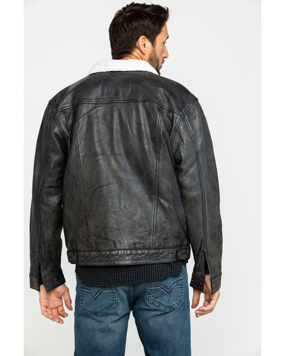 sherpa lined leather jacket