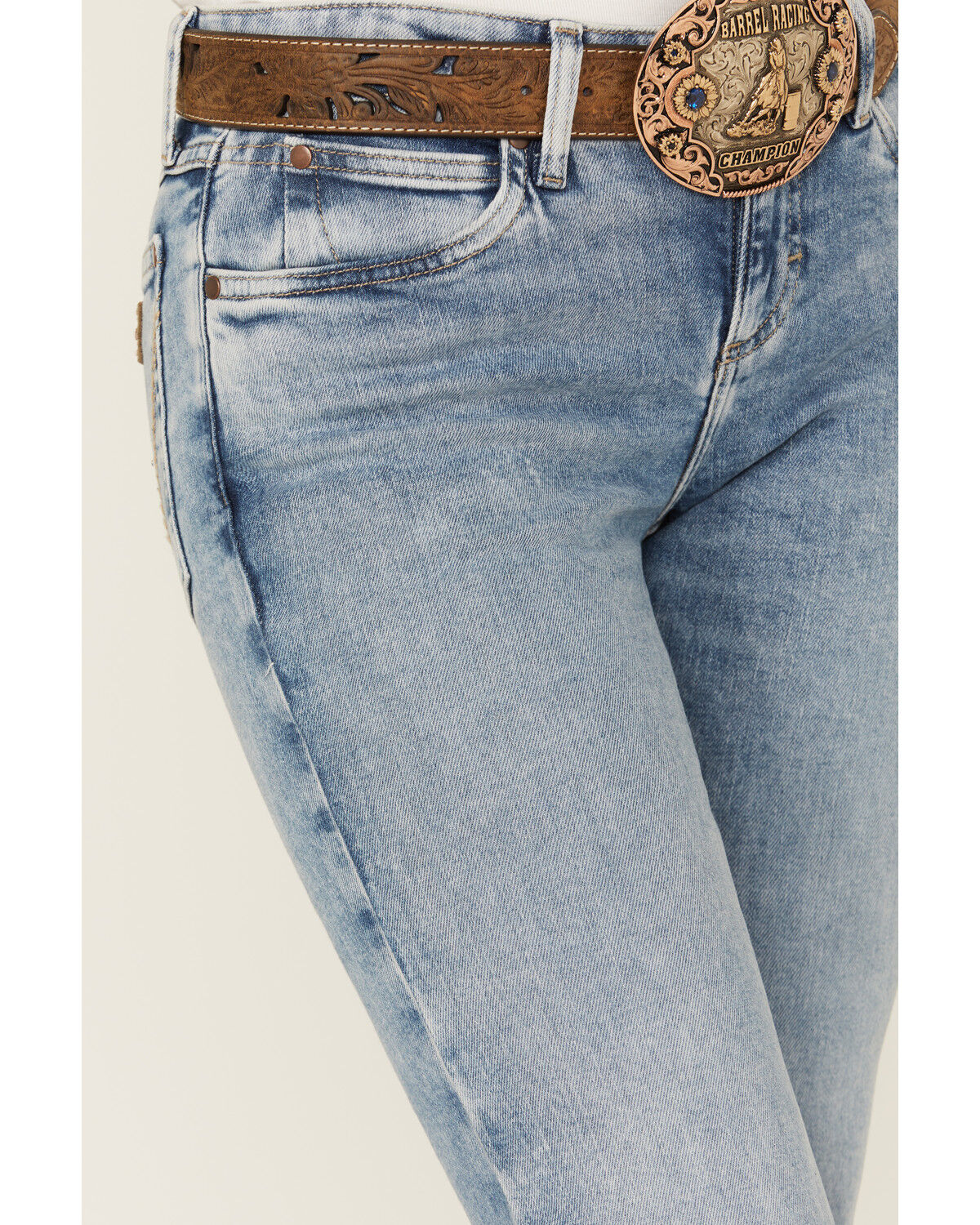 Image #2 - Wrangler Retro Women's Kacey Medium Wash Mid Rise Mae Wide Leg Trouser Stretch Denim Jeans, Medium Wash, hi-res