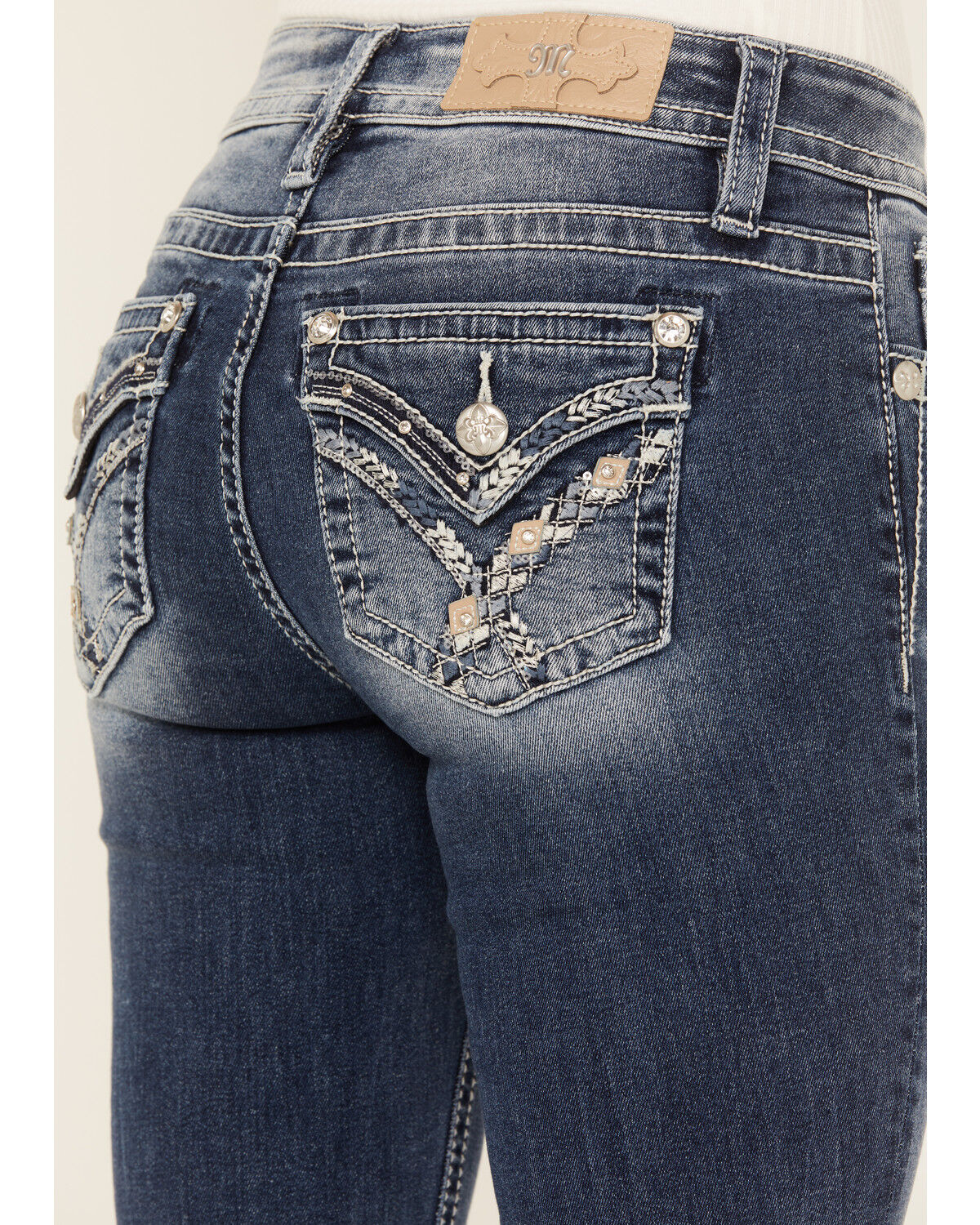 Image #2 - Miss Me Women's Medium Wash Embroidered Bootcut Jeans, Medium Blue, hi-res