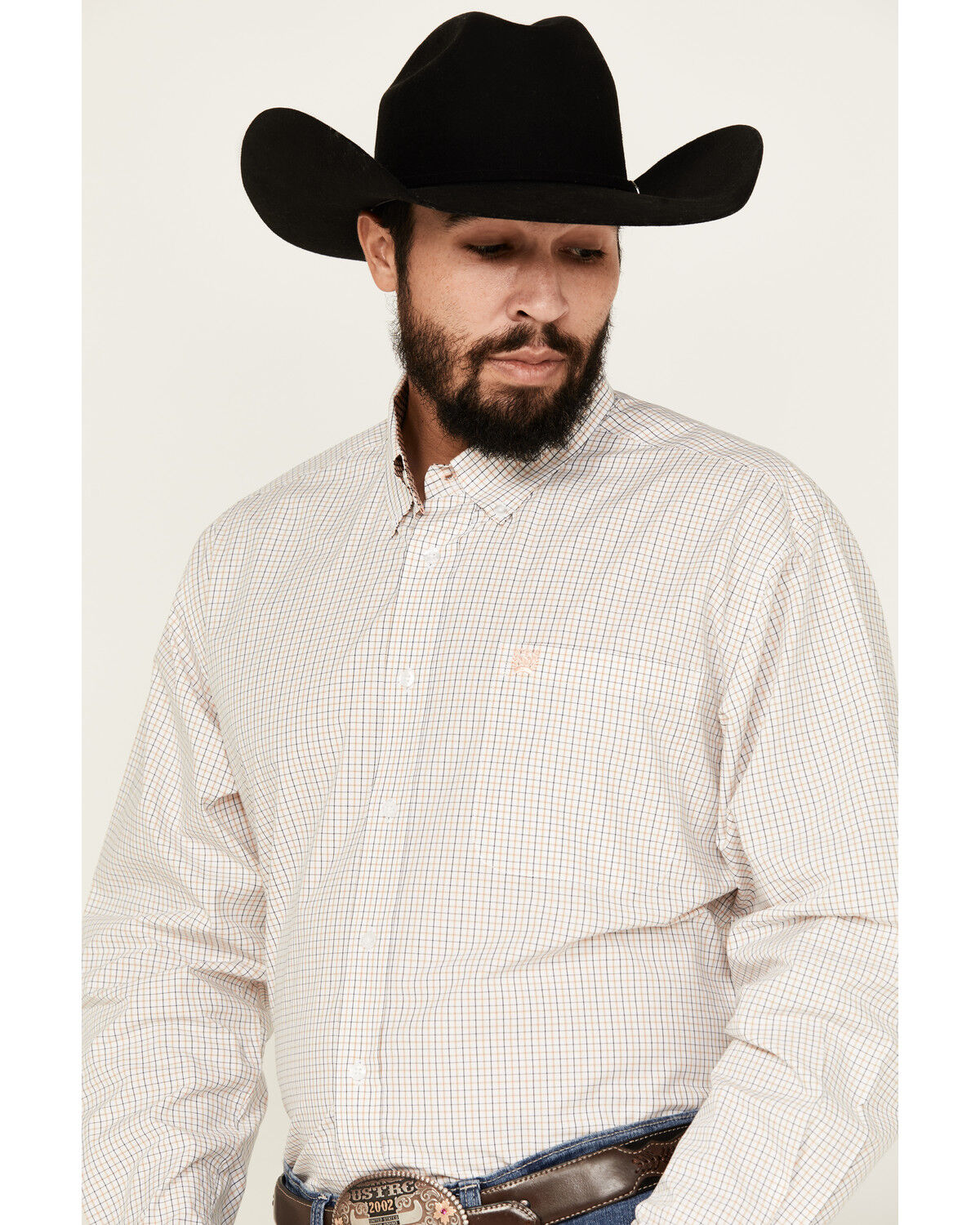 Image #2 - Cinch Men's Checkered Print Long Sleeve Button-Down Western Shirt, White, hi-res