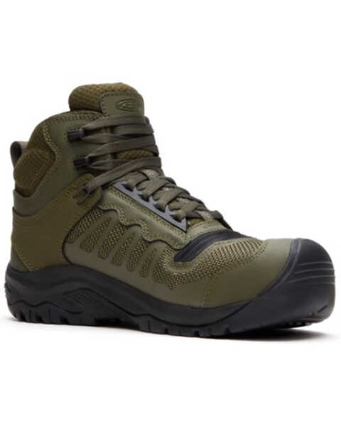 Image #1 - Keen Men's Reno 6" Mid Waterproof Work Boots - Composite Toe, Olive, hi-res
