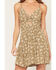 Image #3 - Angie Women's Floral Print Twist Front Mini Dress, Olive, hi-res