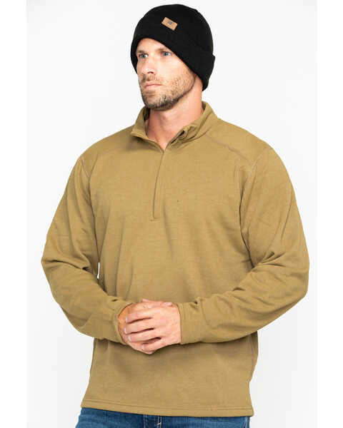 Image #1 - NSA Drifire Men's FR Mock Zip Fleece Work Pullover, Brown, hi-res