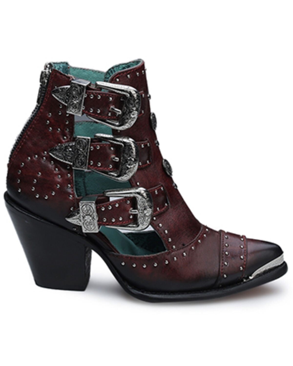 Image #2 - Corral Women's Studded Fashion Booties - Round Toe, Red, hi-res