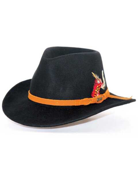 Image #1 - Outback Trading Co. Men's Randwick UPF 50 Sun Protection Crushable Wool Hat, Black, hi-res