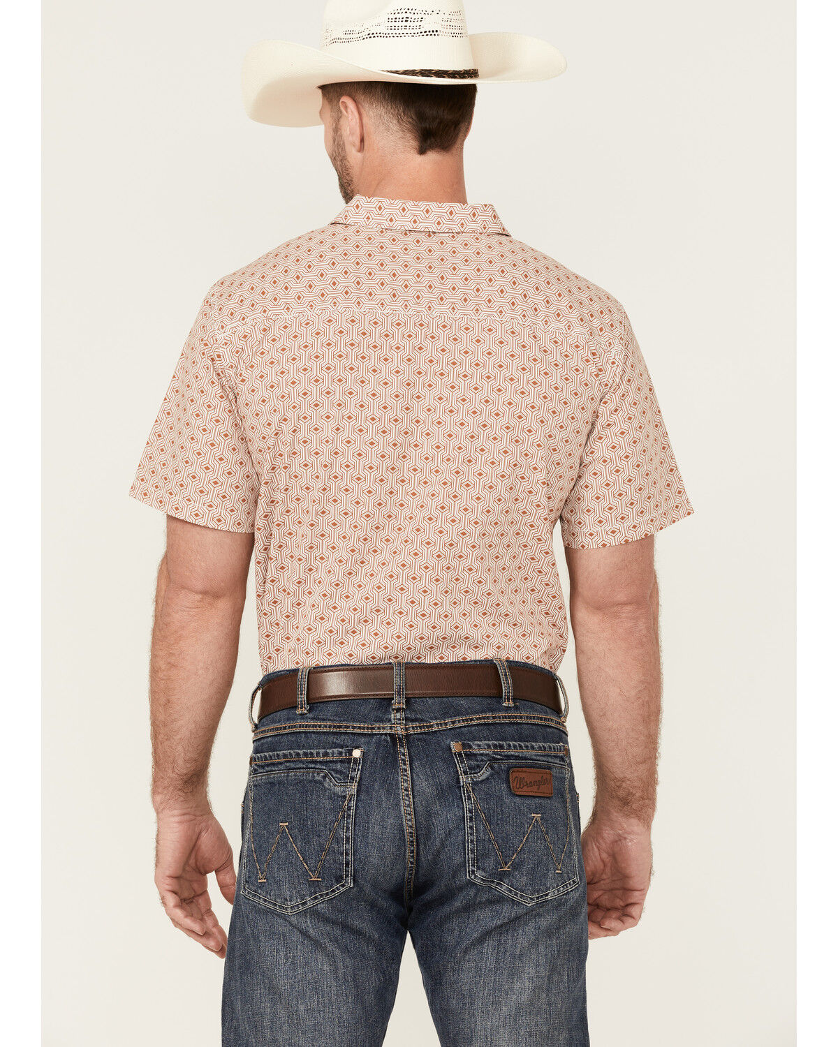 Image #4 - Gibson Men's Cabana Geo Print Short Sleeve Button-Down Western Shirt, Cream, hi-res