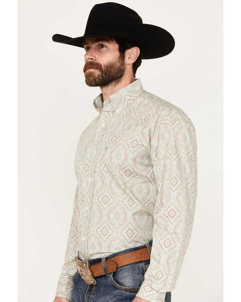 Image #2 - Stetson Men's Medallion Long Sleeve Button Down Western Shirt, Turquoise, hi-res