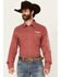 Image #1 - Wrangler Men's Logo Checkered Print Long Sleeve Snap Western Shirt, Red, hi-res