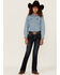 Image #1 - Shyanne Little Girls' Dark Wash Embroidered Half-Circle Pocket Bootcut Jeans, Blue, hi-res