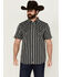 Image #1 - Moonshine Spirit Men's Flock Striped Short Sleeve Snap Western Shirt, Black, hi-res